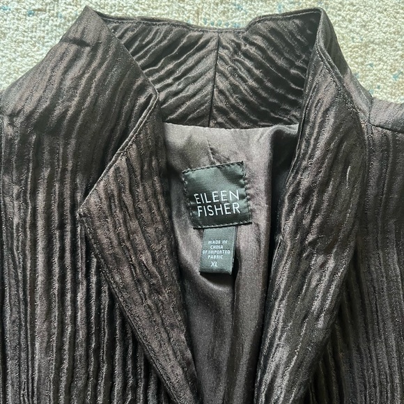 Eileen Fisher Brown Textured Silk Duster Jacket Size XL - Picture 3 of 10